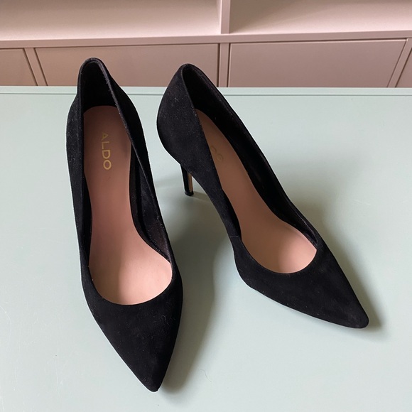 Aldo Black Suede Pointed-Toe Heels - Picture 2 of 4